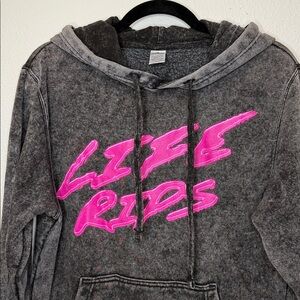 Trendy XL pocket hooded sweatshirt. Sz SMALL Black faded sweatshirt. New